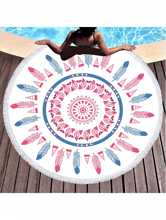 Feather Round Beach Towel